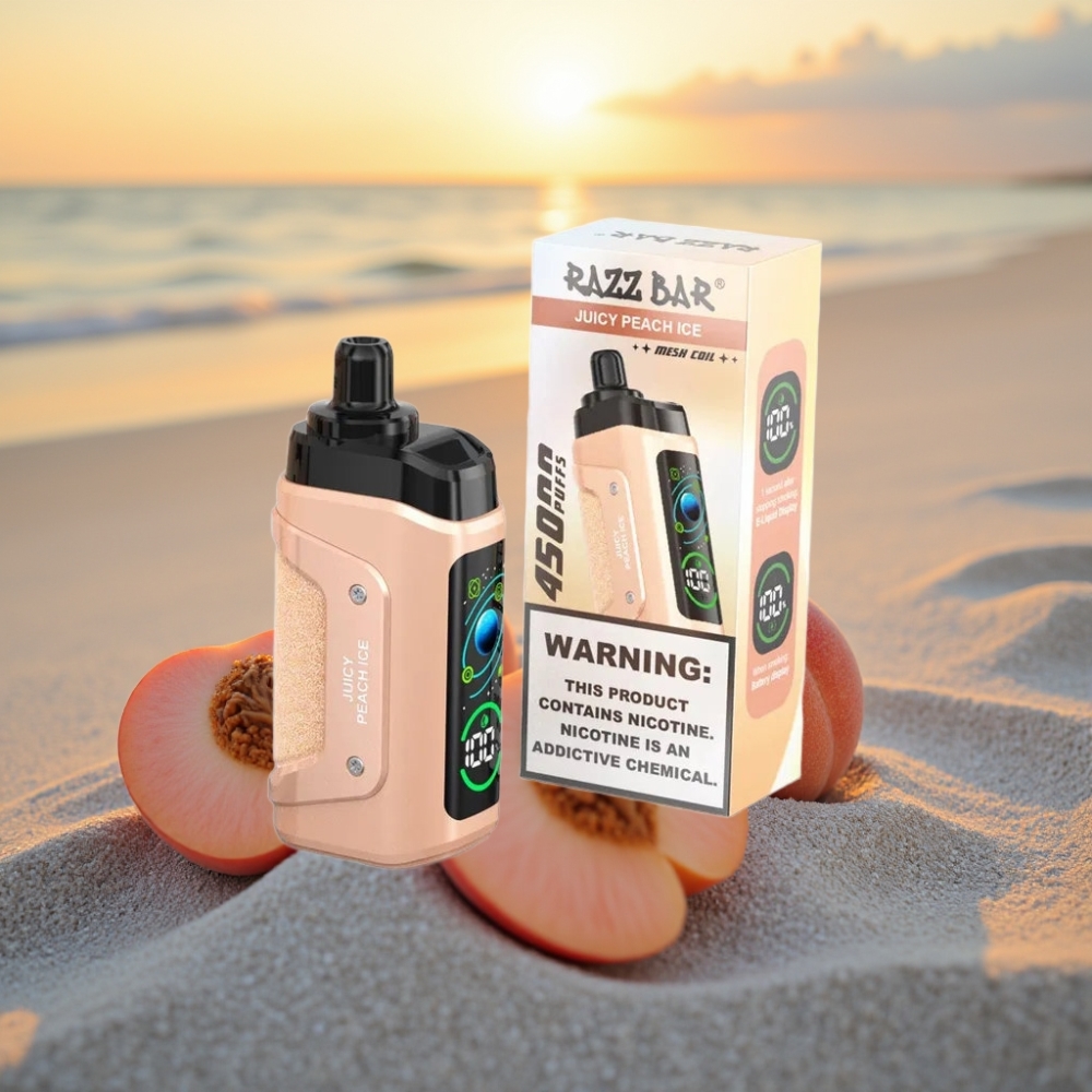 Razz Bar 45000 Puffs Vienreizējās lietošanas vape Dzidrs Persiku Ledus ar 1,0 Ohm, Type-C