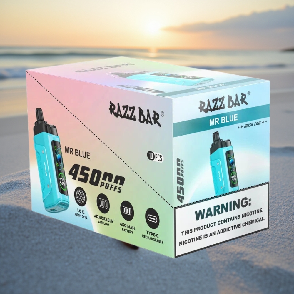Razz Bar 45000 Puffs Vienreizējās lietošanas vape Kungs Zils (45000 Puffs, 1.0 Ohm, 650mAh, Type-C)