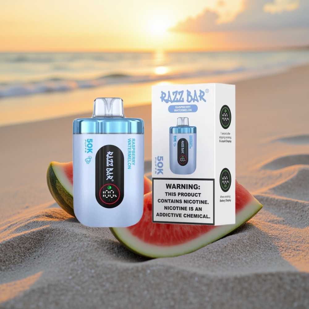 Razz Bar 50K Puffs Vienreizējās lietošanas vape Avenupeņu Arbūzs (50000 Puffs, 1.0 Ohm, 650mAh, Type-C, 2%)