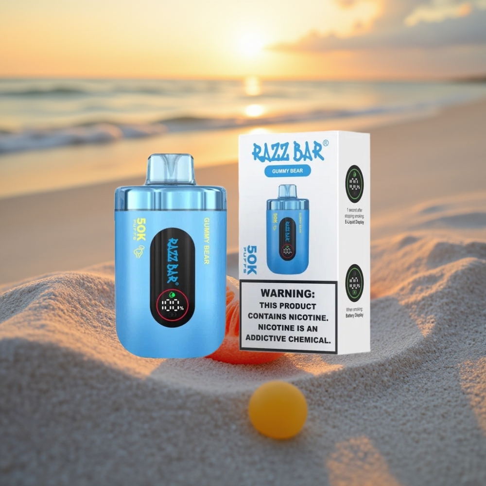 Razz Bar 50K Puffs Vienreizējās lietošanas vape Gumijlāču Garša, 1.0 Ohm, Type-C, 2% Nikotīna