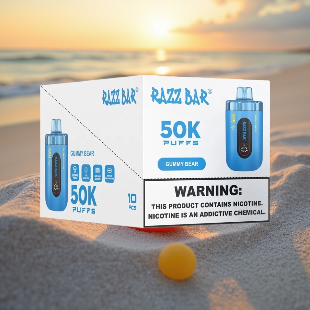 Razz Bar 50K Puffs Vienreizējās lietošanas vape Gumijlāču Garša, 1.0 Ohm, Type-C, 2% Nikotīna