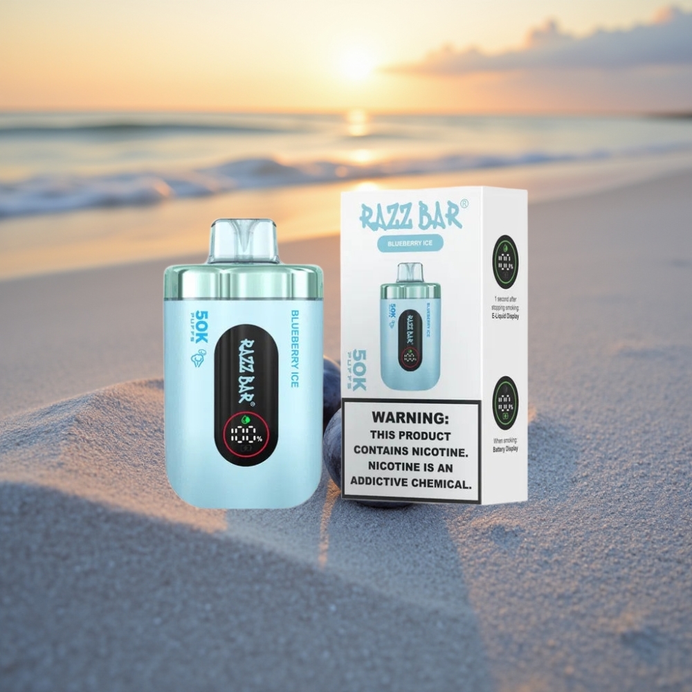 Razz Bar 50K Puffs Vienreizējās lietošanas vape Krāšņu Oga Ledus, 1.0 Ohm, 650mAh, Type-C, 2% Nikotīns