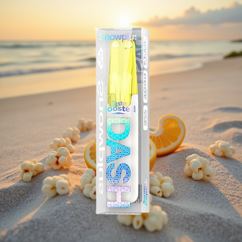 Snowplus Dash 4000 Puffs Izmetamā ierīce Keramikas atomizators 530 mAh 7.5 ml Vaniļas popkorns