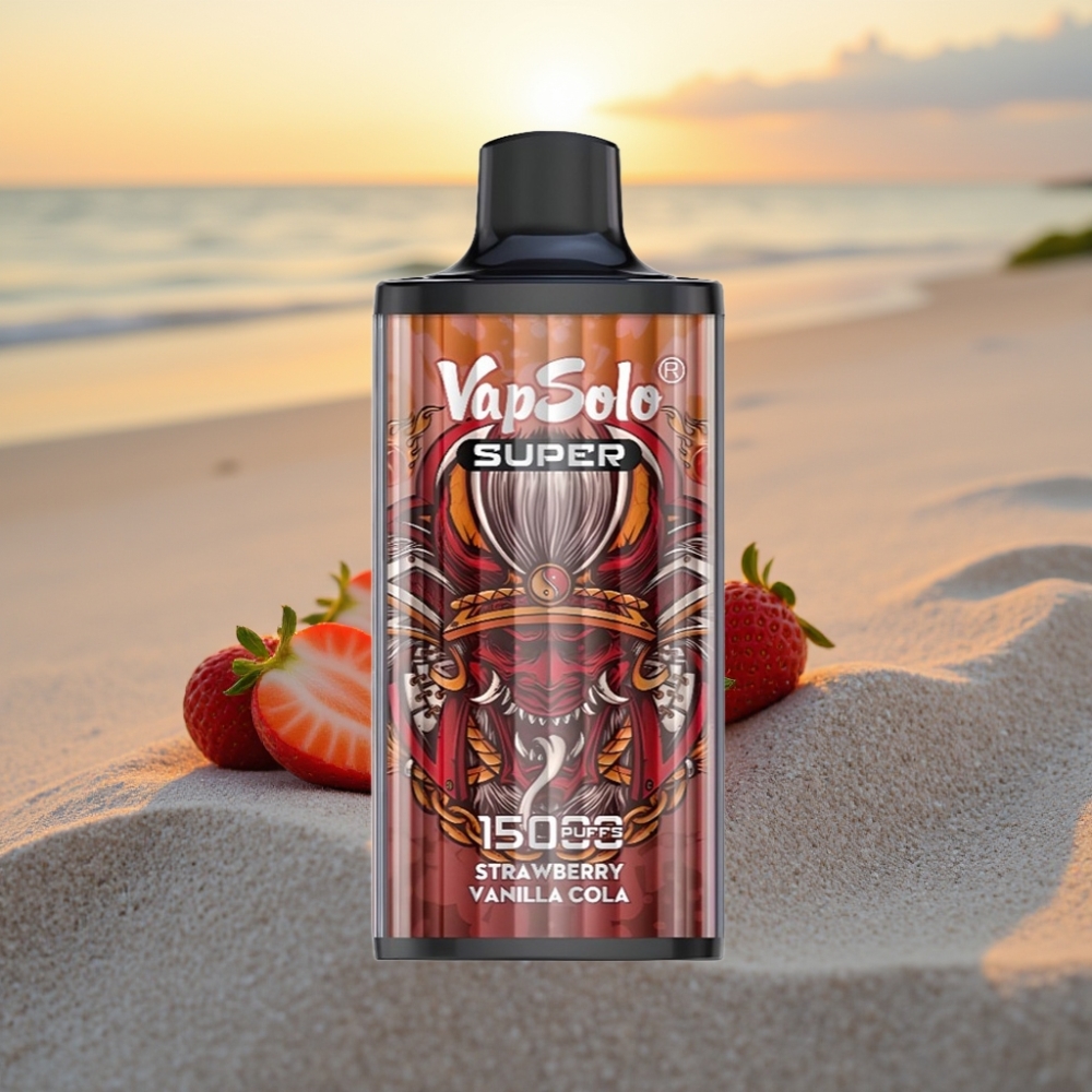 Vapsolo Super 15000 Puffs Vienreizējās lietošanas vape Zemeņu Vanilas Kola (40ml, 850mAh, Type-C)
