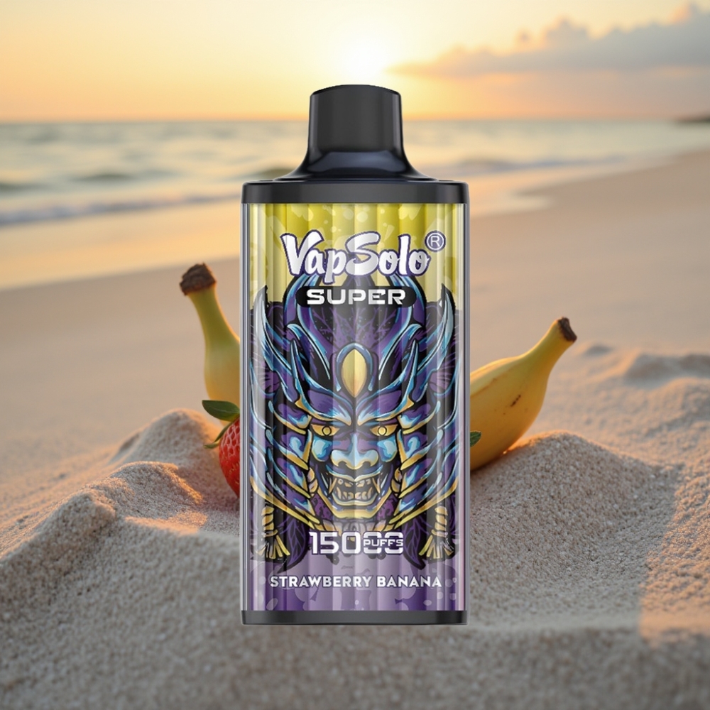 Vapsolo Super 15000 Puffs Vienreizējās lietošanas vape Zemenes-Banānu, 40ml, 20/50mg/ml, 850mAh, Type-C