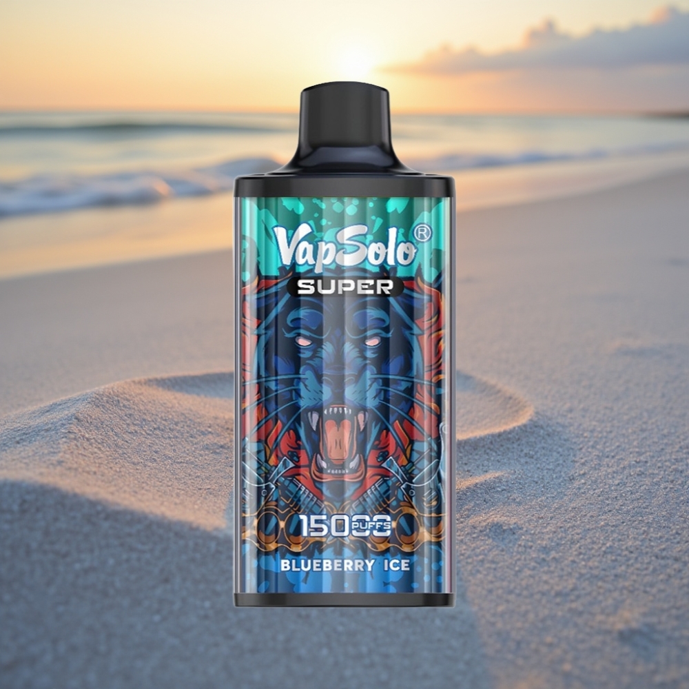Vapsolo Super 15000 puffs izmērītāja tipa ierīce ar 40ml e-šķidruma, 20/50 mg/ml nikotīna, 850mAh bateriju, Type-C, zemenes ledus garšu