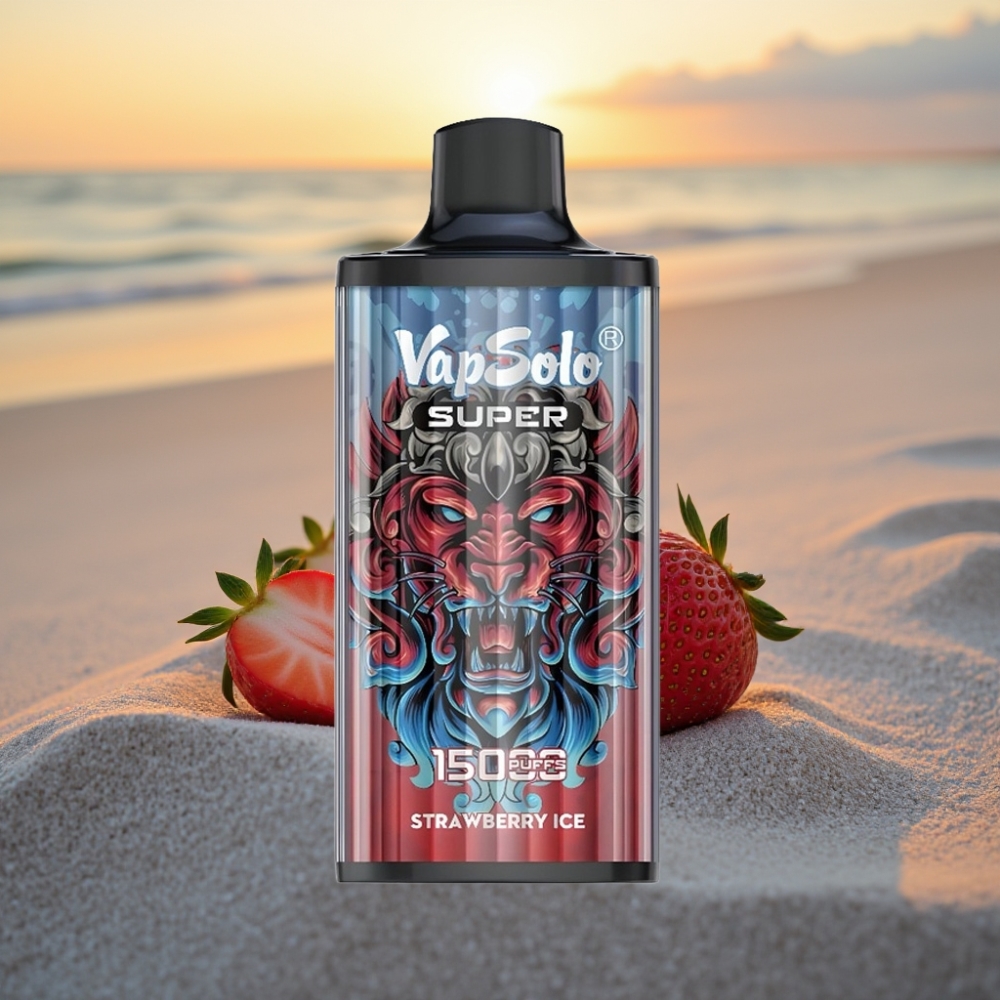 Vapsolo Super 15000 puffs izmērītāja vape ar zemeņu ledu, 40ml, 850mAh, Type-C