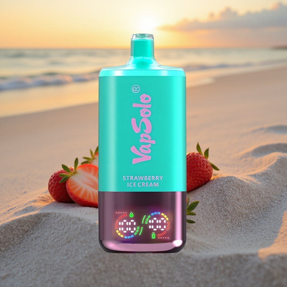 VapSolo Triple 30000 Puffs Vienreizējās lietošanas vape Zemeņu Saldējums, 40ml, 20/50mg/ml, Type-C