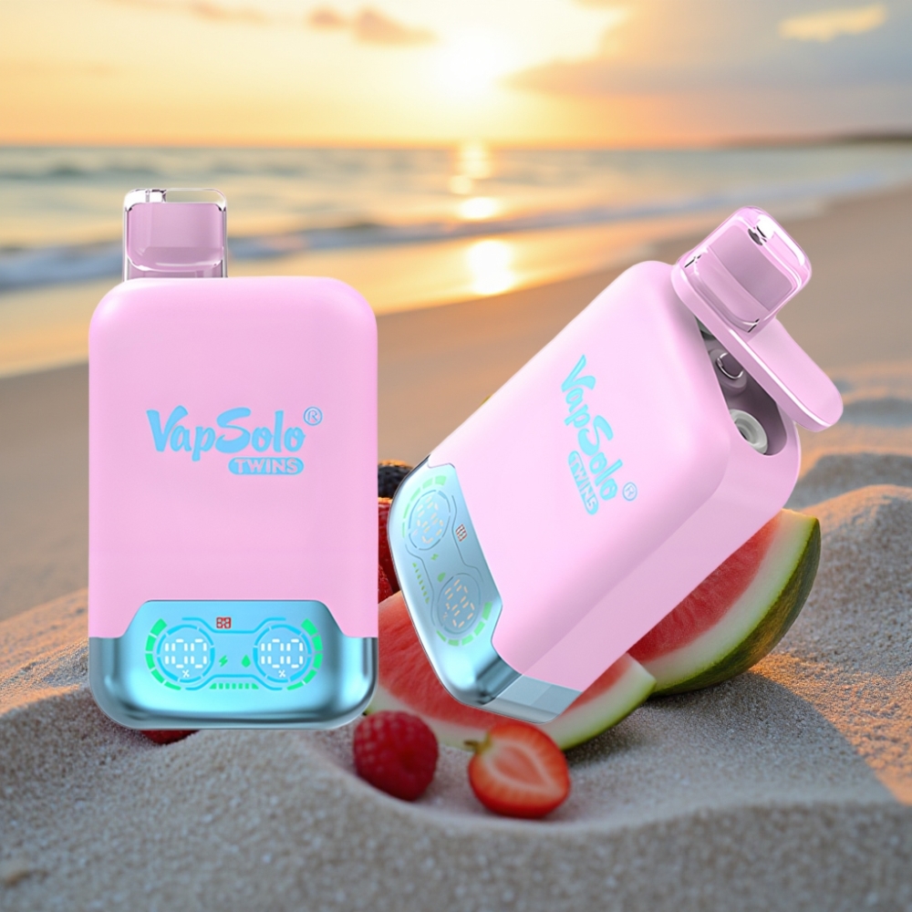 Vapsolo Twins 20000 Puffs Vienreizējās lietošanas vape Melnais Ledus Pitaha Zemeņu & Aveņu Arbūzs