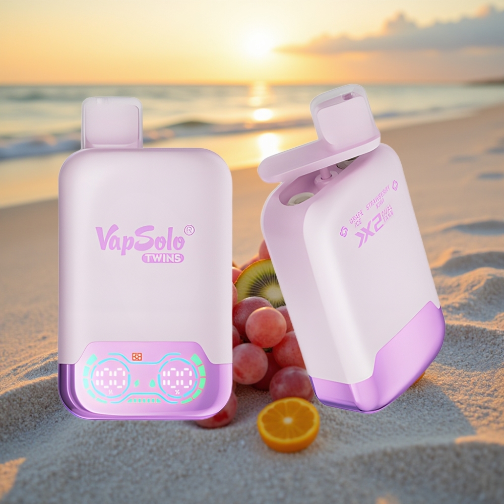 Vapsolo Twins 20000 Puffs Vienreizējās lietošanas vape Vīnogu Ledus & Zemeņu Kiwi
