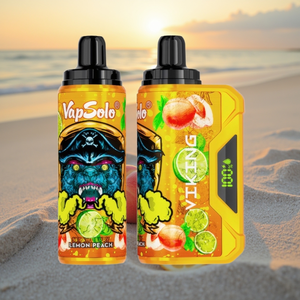 VapSolo VIKING 12000 Puffs Izkārtojuma Veids Citrons Persiks 22ml 20/50 mg/ml Type-C LED