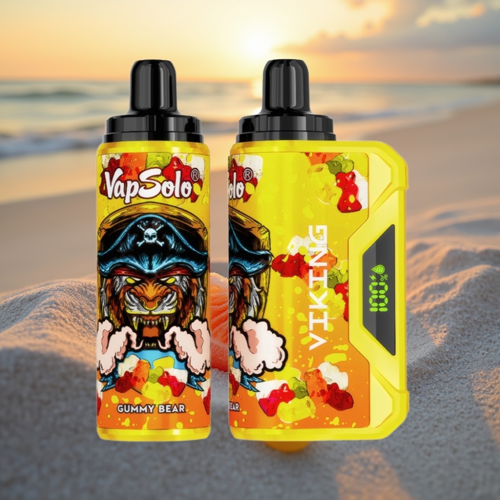VapSolo VIKING 12000 Puffs Vienreizējās lietošanas vape 22ml, Nikotīns 20/50 mg/ml, Type-C, LED, Gumijlāču Garša