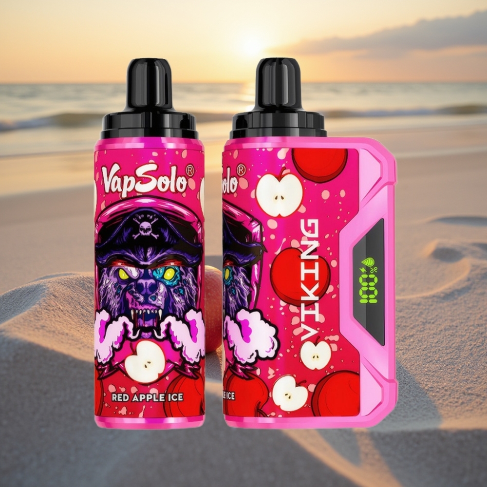 VapSolo VIKING 12000 Puffs Vienreizējās lietošanas vape Sarkanā Ābola Ledus, 22ml, 20/50 mg/ml, Type-C, LED