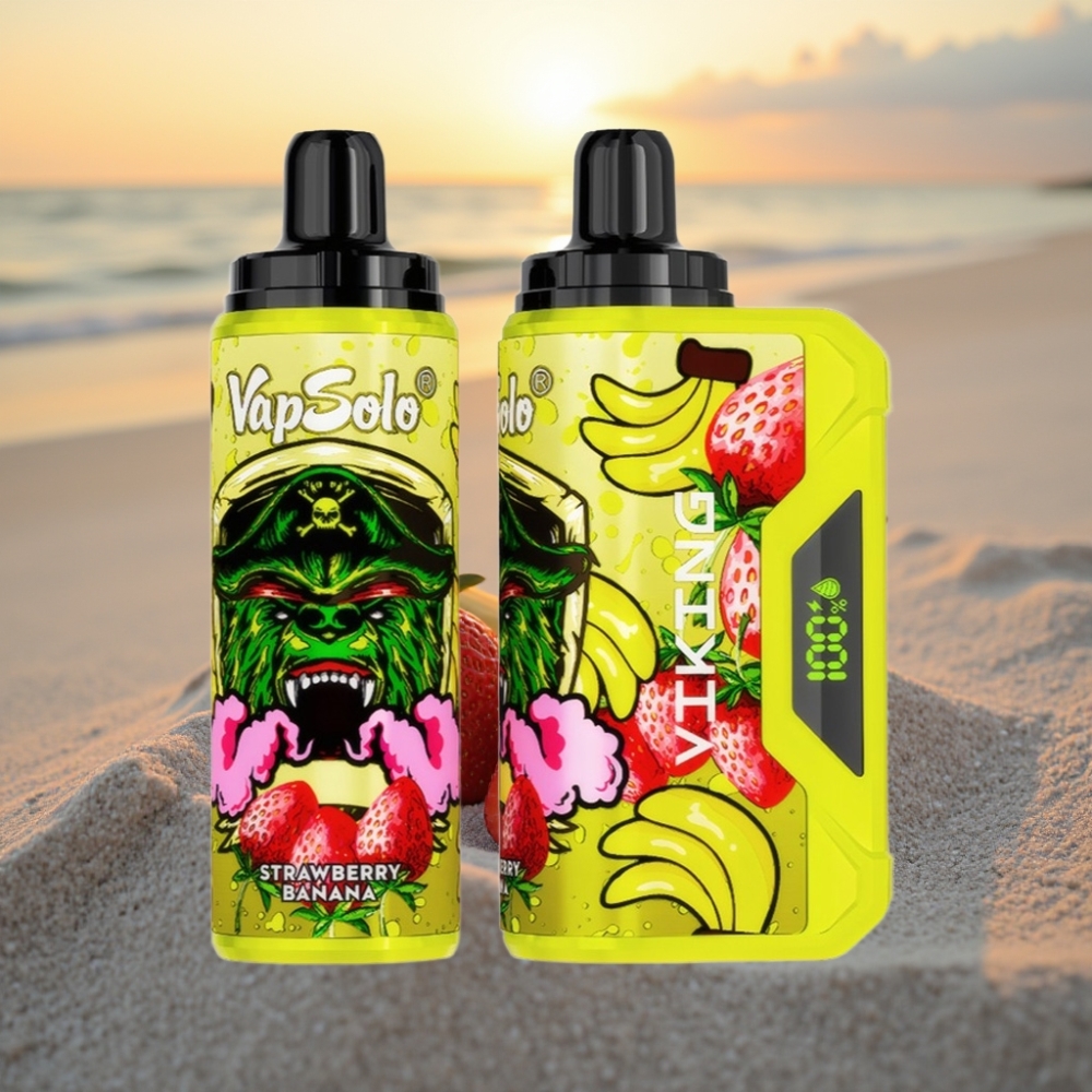 VapSolo VIKING 12000 Puffs Vienreizējās lietošanas vape Zemeņu-Banānu, 22ml, 20/50 mg/ml, Type-C