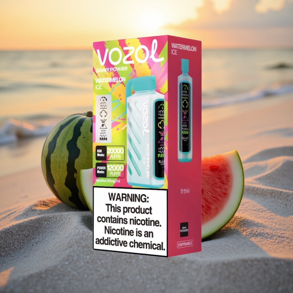 VOZOL Gear Power 20000 Puffs Vienreizējās lietošanas vape Arbūzu Ledus ar S.i.L.C. Tech, Dual Mesh Coil, 20mL, 5% Nikotīns