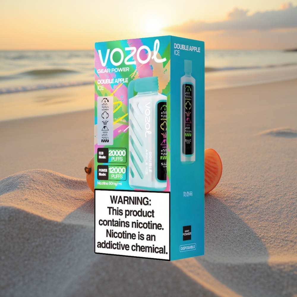 VOZOL Gear Power 20000 Puffs Vienreizējās lietošanas vape Dubultā Ābolu Ledus ar S.i.L.C. Tech, Dual Mesh Coil, 20mL