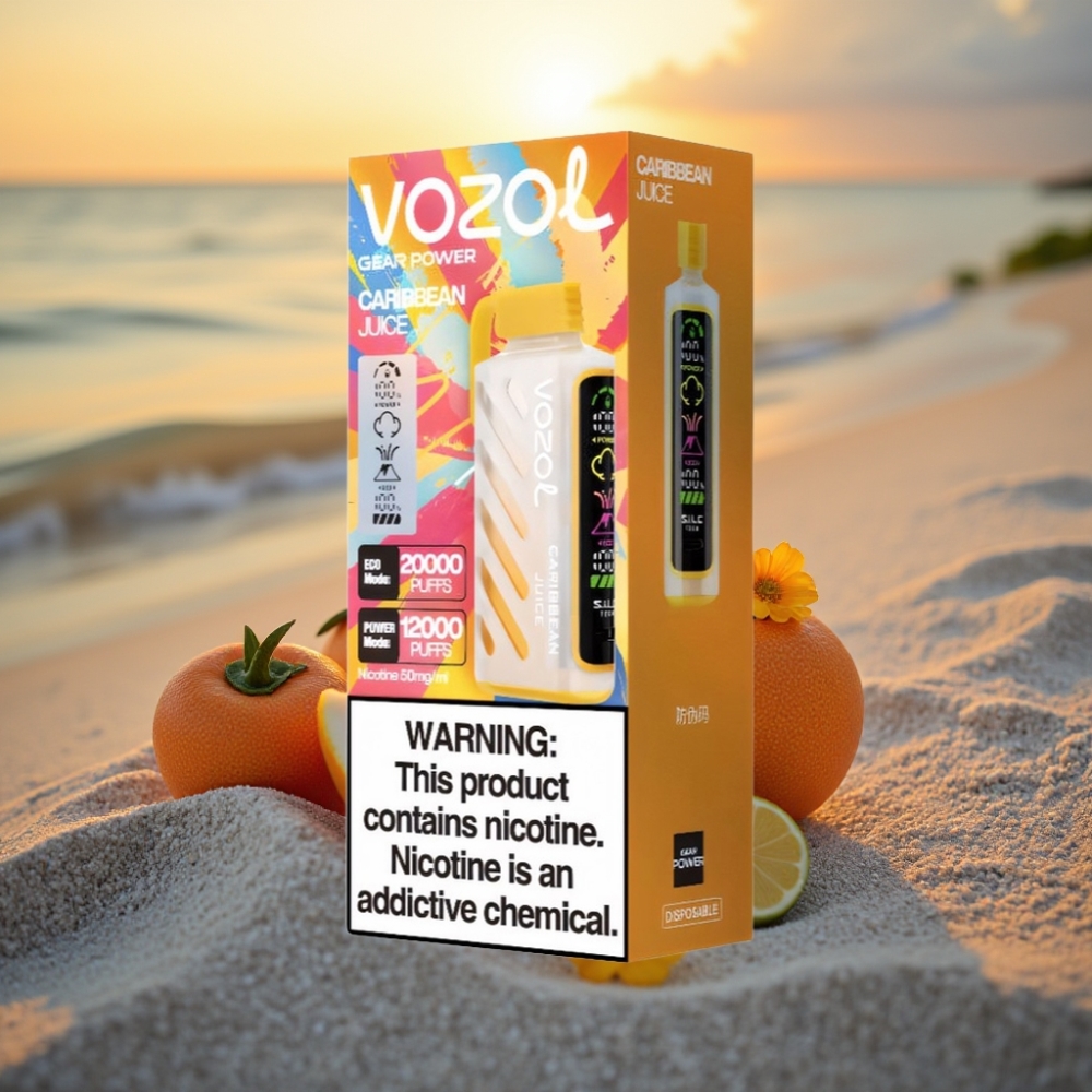 VOZOL Gear Power 20000 Puffs Vienreizējās lietošanas vape Karību Sula, S.i.L.C. Tech, Dual Mesh Coil, 20mL, 5%