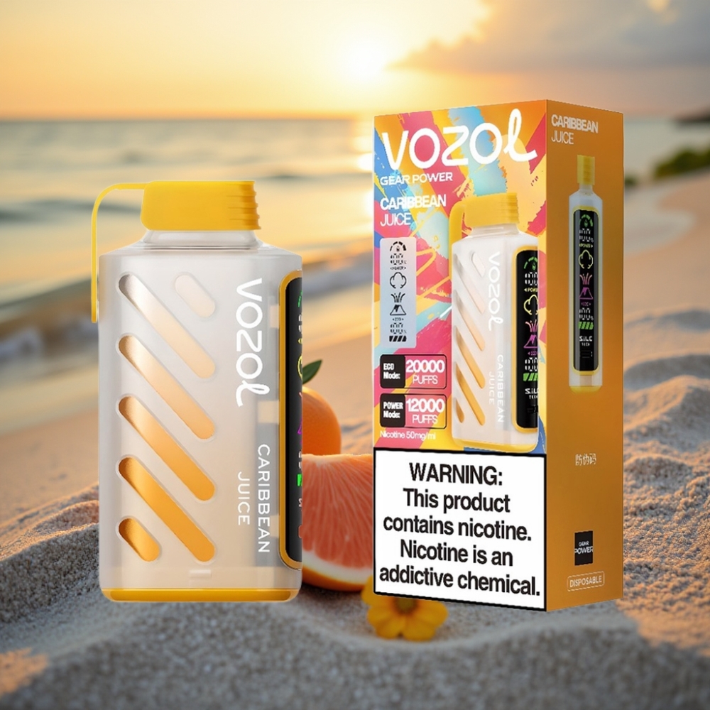 VOZOL Gear Power 20000 Puffs Vienreizējās lietošanas vape Karību Sula, S.i.L.C. Tech, Dual Mesh Coil, 20mL, 5%