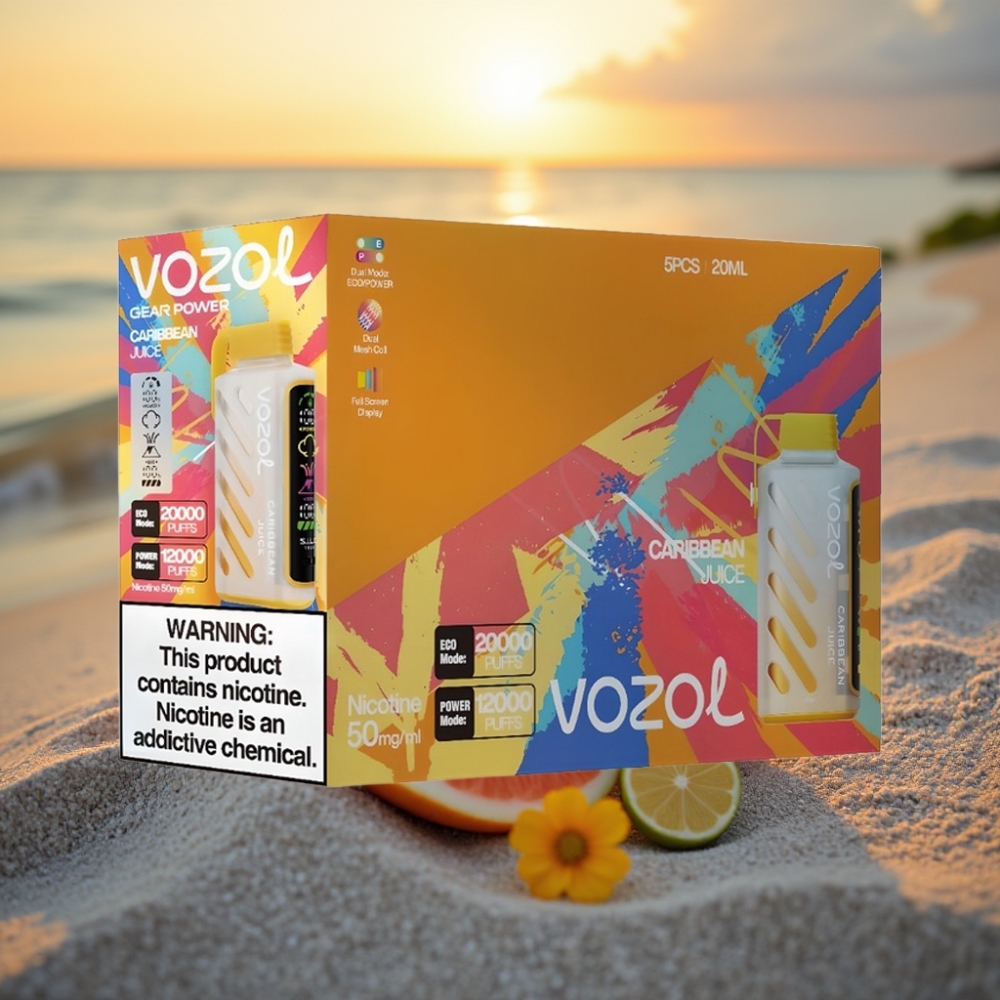 VOZOL Gear Power 20000 Puffs Vienreizējās lietošanas vape Karību Sula, S.i.L.C. Tech, Dual Mesh Coil, 20mL, 5%