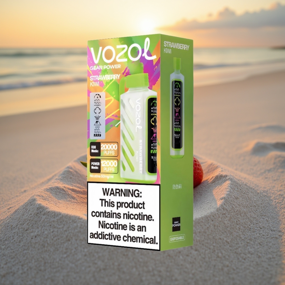 VOZOL Gear Power 20000 Puffs Vienreizējās lietošanas vape Zemeņu Kiwi S.i.L.C. Tech, Dual Mesh Coil, 20mL, 5%