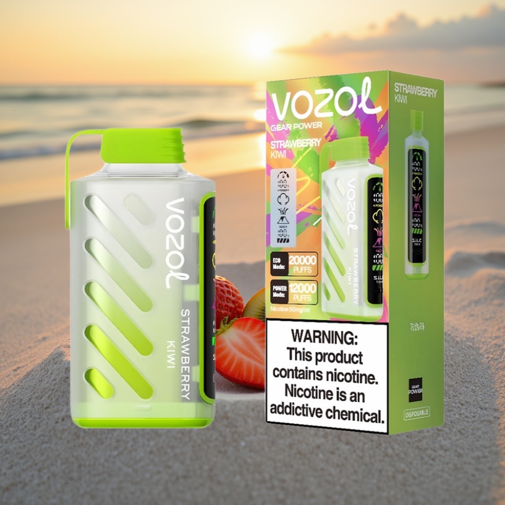 VOZOL Gear Power 20000 Puffs Vienreizējās lietošanas vape Zemeņu Kiwi S.i.L.C. Tech, Dual Mesh Coil, 20mL, 5%