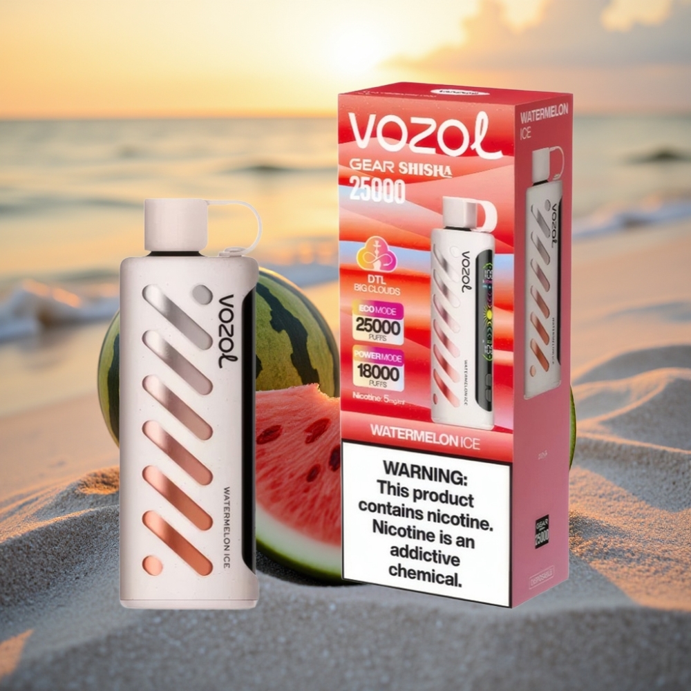 VOZOL Gear Shisha 25000 Pūtas Vienreizējās lietošanas vape Arbūzu Ledus, S.i.L.C Tech, Dual Mesh, 1000mAh