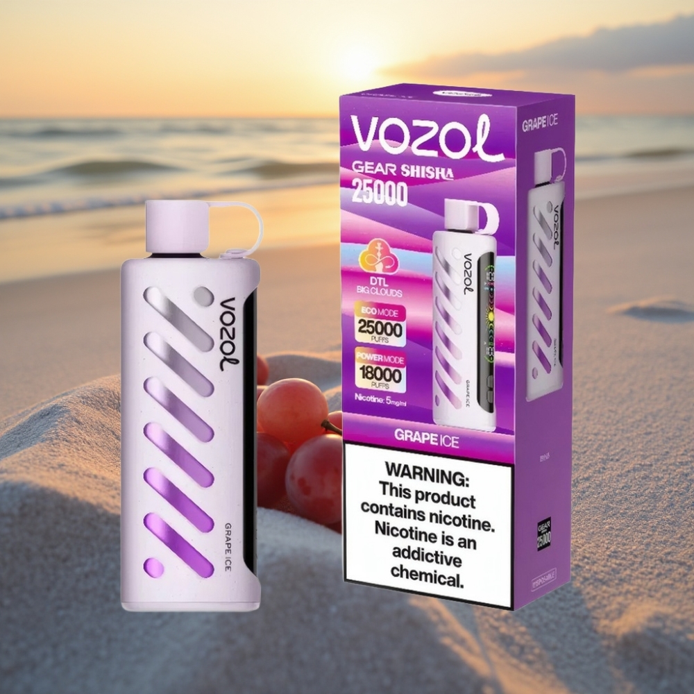 VOZOL Gear Shisha 25000 Pūtas Vienreizējais Vape Vīnogu Ledus ar S.i.L.C Tech un Dual Mesh