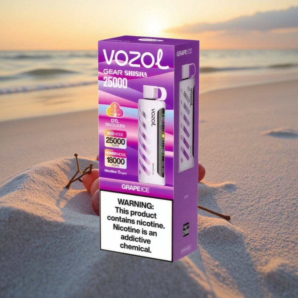 VOZOL Gear Shisha 25000 Pūtas Vienreizējais Vape Vīnogu Ledus ar S.i.L.C Tech un Dual Mesh