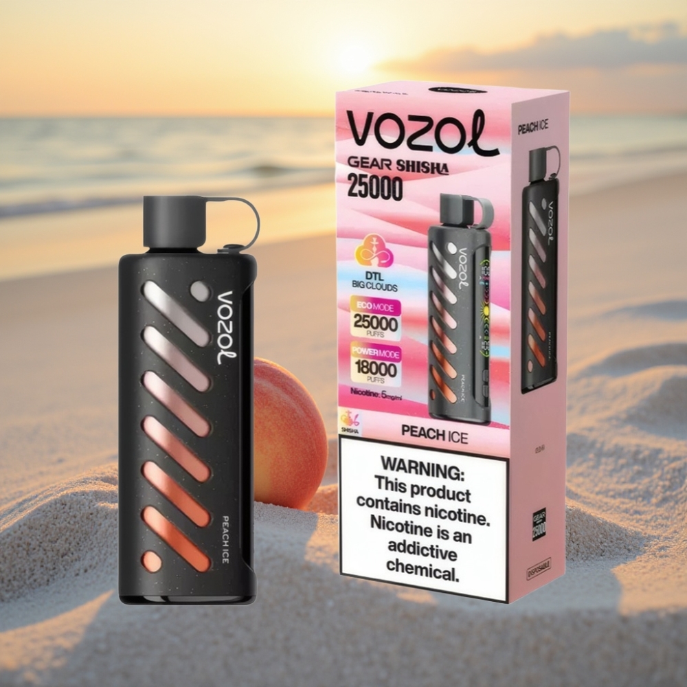 VOZOL Gear Shisha 25000 Piespiedieni Vienreizējais Veips Persiku Ledus S.i.L.C Tech, Dual Mesh, 1000mAh