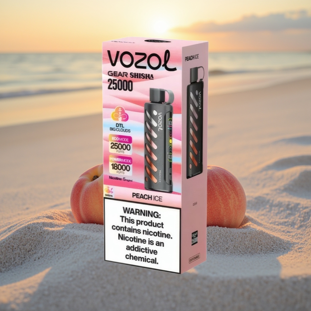 VOZOL Gear Shisha 25000 Piespiedieni Vienreizējais Veips Persiku Ledus S.i.L.C Tech, Dual Mesh, 1000mAh