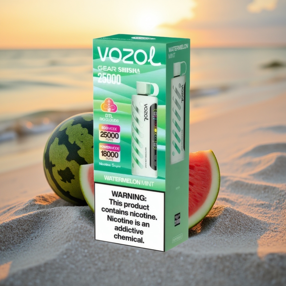 VOZOL Gear Shisha 25000 Puffs Vienreizējās lietošanas vape Arbūzs Mētra, S.i.L.C Tech, Dual Mesh, 1000mAh, 5mg/ml