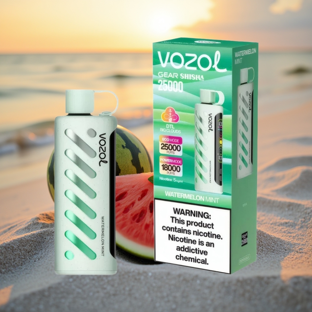 VOZOL Gear Shisha 25000 Puffs Vienreizējās lietošanas vape Arbūzs Mētra, S.i.L.C Tech, Dual Mesh, 1000mAh, 5mg/ml