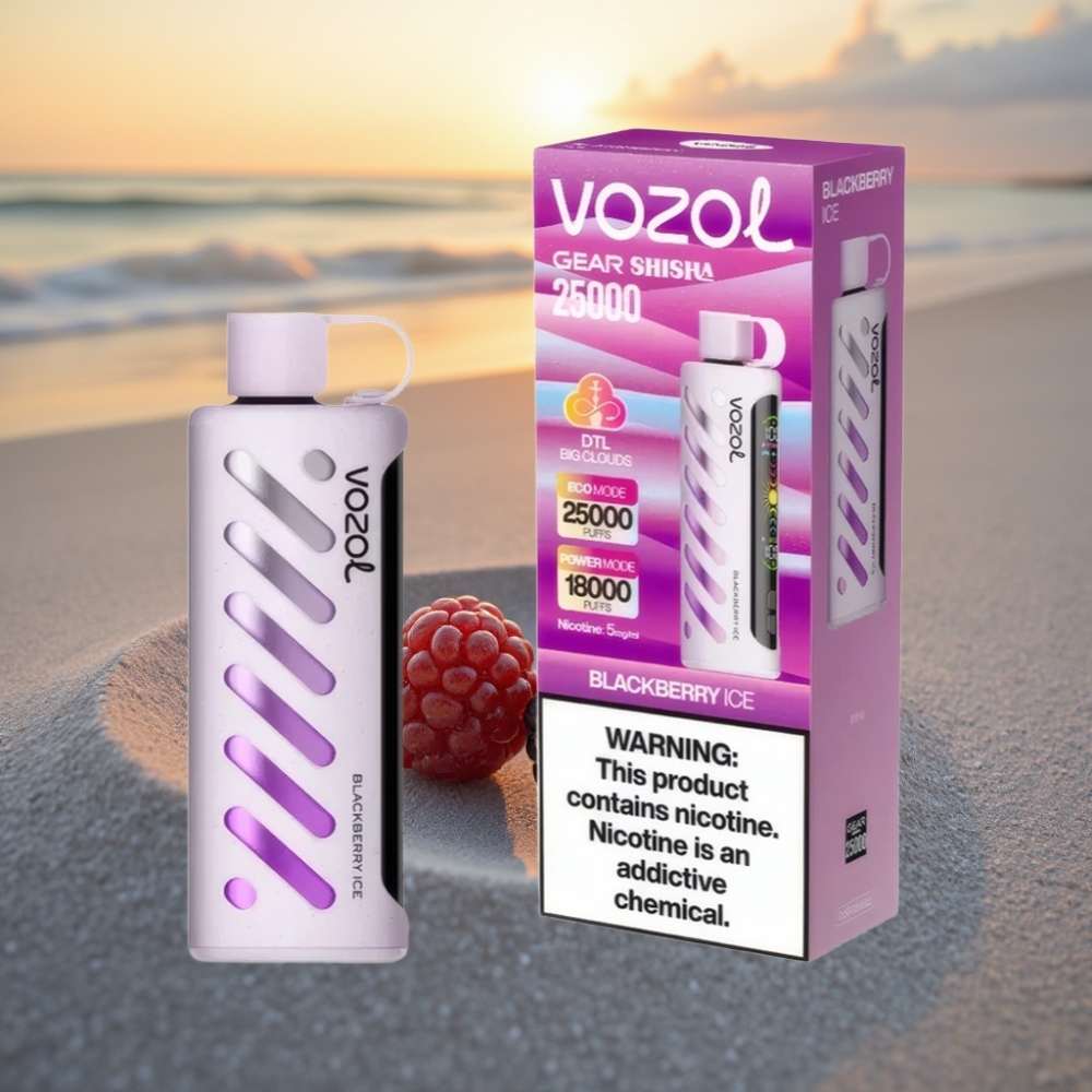 VOZOL Gear Shisha 25000 Puffs Vienreizējās lietošanas vape Melnā Oga Ledus, S.i.L.C Tech, Dual Mesh, 1000mAh