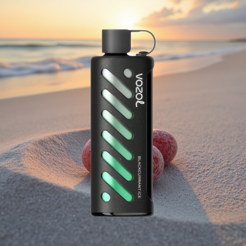 VOZOL Gear Shisha 25000 Puffs Vienreizējās lietošanas vape Melnais ērkšķogāju Ledus, S.i.L.C Tech, Dual Mesh, 1000mAh, 5mg/ml