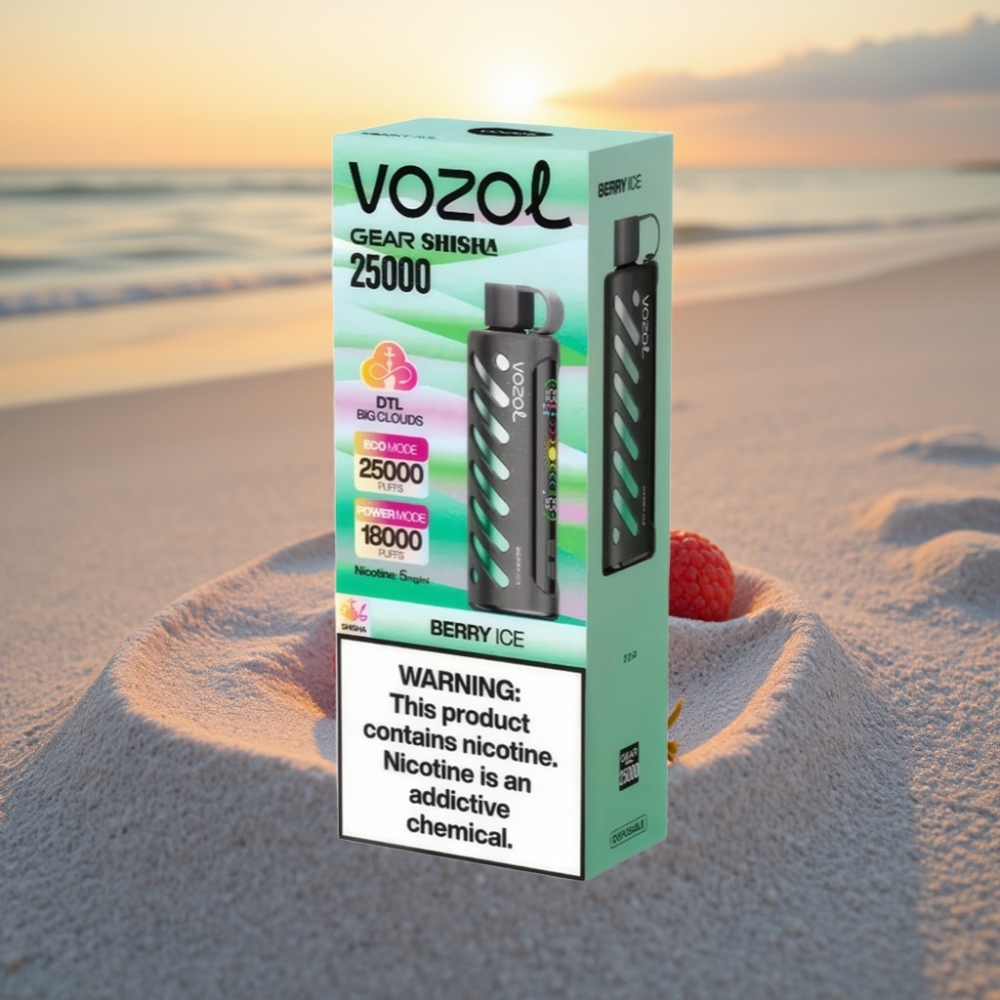 VOZOL Gear Shisha 25000 Puffs Vienreizējās lietošanas vape Ogu Silts (Berry Ice), S.i.L.C Tech, Dual Mesh, 1000mAh, 5mg/ml