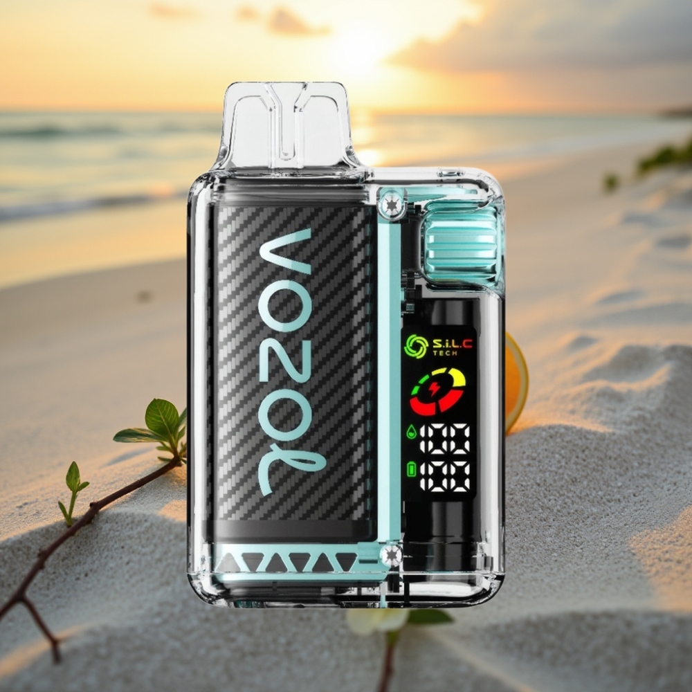 VOZOL Vista 20000 Puffs Izmērāms Izkārnījums ar OLED Ekrānu, 650mAh Akumulatoru, 2% Nikotīna, S.i.L.C Tech Dual Mesh Coil, Miami Mētra Aroma