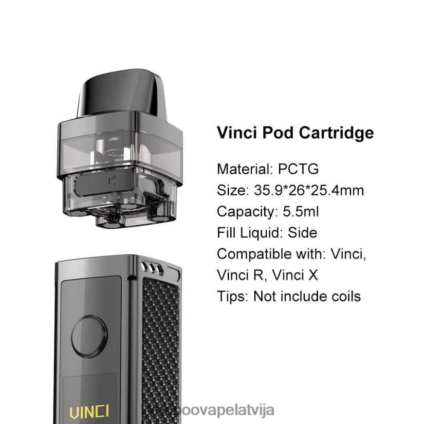 VOOPOO VINCI REPLACEMENT POD (2 gab.) melns PDZVF6554 | VOOPOO Vape KitsLatvija