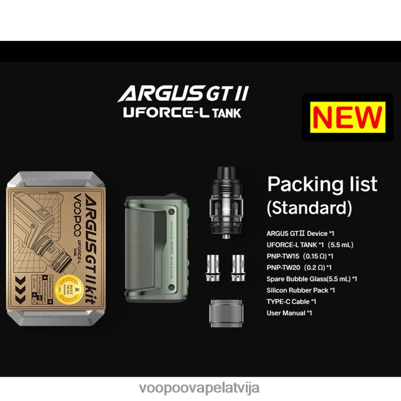 VOOPOO ARGUS GT II tvertnes komplekts grafīts PDZVF61 | VOOPOO Latvija